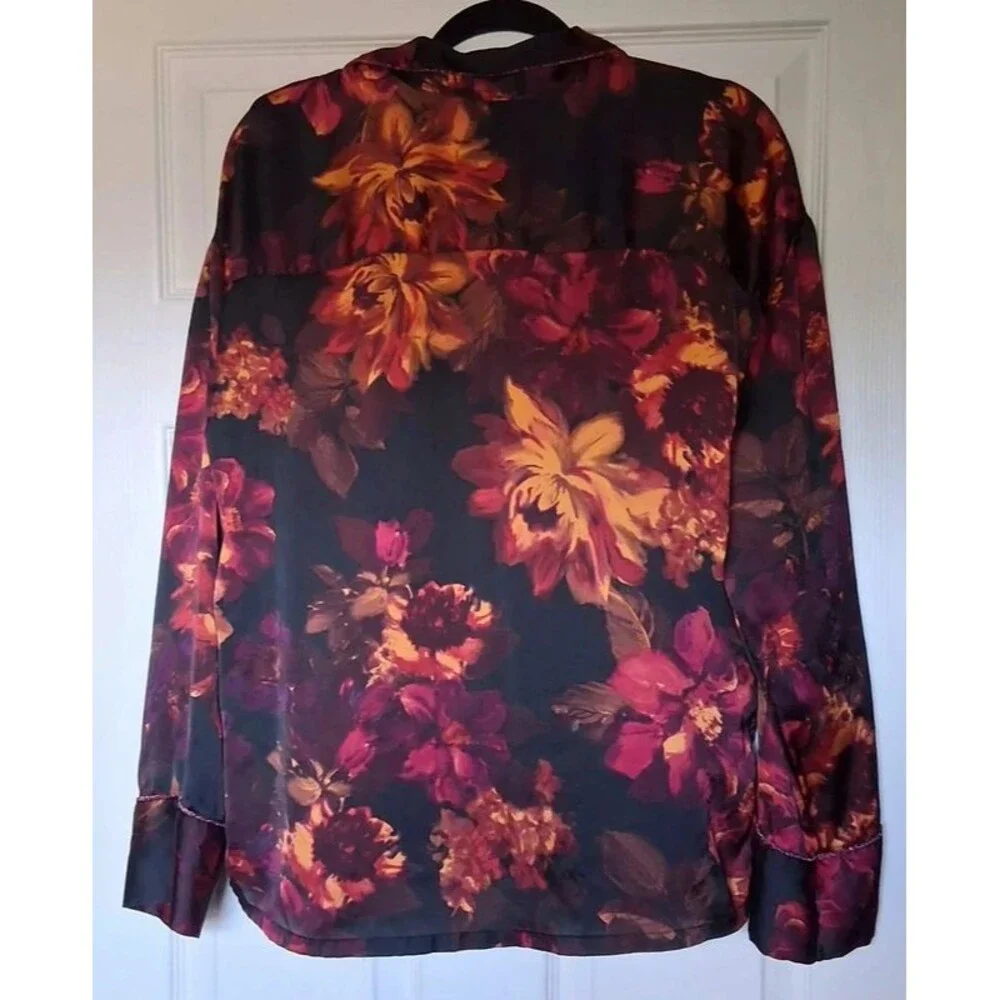 Moody Autumn Silky Womens Blouse Size Medium Dark Romantic Midnight Bakery